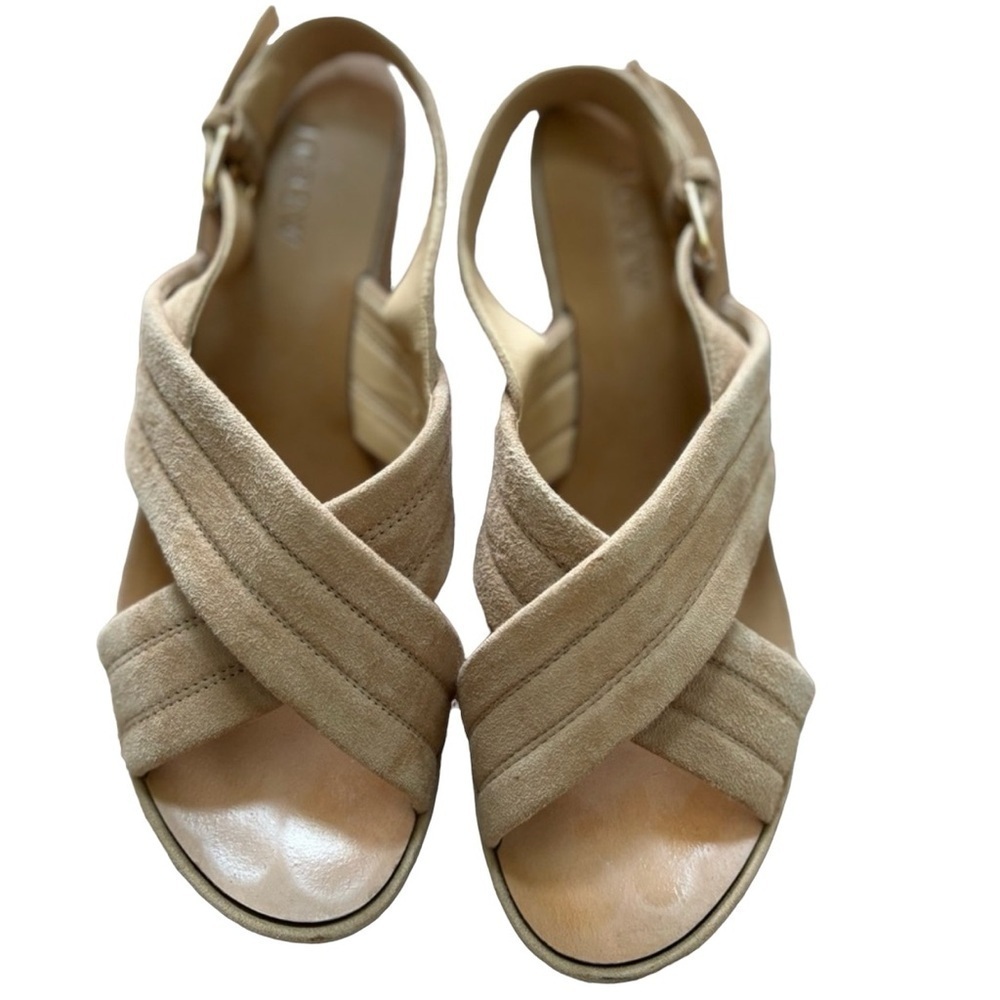 J. Crew Marcie suede sling back wedge sandals women’s size 7 1/2 - Picture 3 of 6